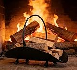 Kingson schwarzer Holzhalter Korb – 48 x 34 x 37 cm – moderne Kamin Stockspeicherlösung