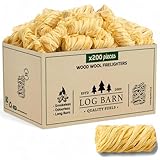 Log Barn Natürliche Anzündwolle - 200 Stück, Öko Anzünder Holzwolle für Holzöfen, Pizzaöfen, offene Feuer, Kaminanzünder und...