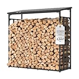 CHOSHOME Kaminholzregal Aussen 185x70x185cm, Metall Kaminholzlager Außen XXL, Anthrazit Garten Kaminholzunterstand 3,3 SRM / 2,3m³,...