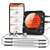BFOUR Küche Bluetooth Fleischthermometer Digitales Fleischthermometer mit 6 Temperaturfühler Grillthermometer mit Alarm,...