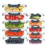 KOMUEE 10 Stück Glasbehälter mit Deckel, Luftdichte Glas Frischhaltedosen Set für Meal prep, BPA-frei, gefrierschrank-, ofen- und...
