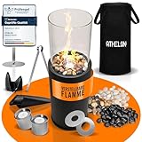 ATHELON® Ethanol Kamin [80x26x26cm] - Bioethanol Standkamin mit Langer Brenndauer & verstellbaren Flammen - Feuersäule inkl....