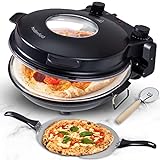 Heidenfeld elektrischer Pizzaofen Napoli | 1200 Watt - 400°C - Pizza Ofen - Extra großes Sichtfenster - Pizza Maker -...