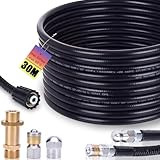 Rohrreinigungsschlauch Set 30m, 240 bar inkl. M22 Adapter, Düsen starr + rotierend für Kränzle Kärcher K2, K3, K4, K5, K6, K7...