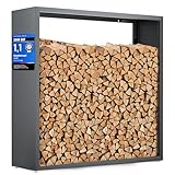 sortiQ Kaminholzregal Metall [DB 703] Kaminholz-Regal für außen & innen - wetterfeste, moderne Brennholz-Stapelhilfe für stabile...