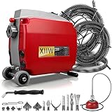 1250W Elektrische Rohrreinigungsmaschine für Ø20-200mm, Rohrreinigungsgerät Rohrreinigungsspirale [Ø10mm 3M, Ø22mm 17.5M, Ø16mm...