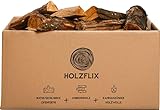 Holzflix original Brennholz Box Buche 30kg/72l Set ofenfertiges Brennholz, Kaminholz (kammergetrocknet) & Anfeuerholz & Holzwolle -...
