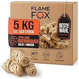 Flame Fox Anzündwolle XXL 5kg aus Öko-Holzwolle & Wachs I Kaminanzünder & Grillanzünder für Kamin, Ofen & Feuerschale I...