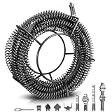15m Rohrreinigungsspiralen | Ø 16mm | 8x köpfen | aus Federstahl, Flexible Rohrreinigungswelle f. 32-100mm, Federspirale zum...