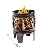 BBQ-Toro Feuerkorb Plum Ø 42 cm | aus lackiertem Metall | rund | Feuerschale mit Schürhaken in Antik-Rost-Optik | Für Garten &...