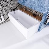 ECOLAM Badewanne Savia 160x70 cm + Schürze | moderne Wanne Rechteck Top QUALITÄT Acrylwanne I Komplett Set Ablauf Füße Silikon...