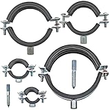 MegaHaustechnik 2-Schrauben-Rohrschellen aus Stahl verzinkt, Set 10 Stück mit Stockschrauben, Spannbereich 20 bis 25mm...