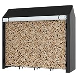 Himimi® Kaminholzregal für den Außenbereich mit Dach und integrierter Abdeckung, 185 x 70 x 185 cm, 2,4 m³/3,5 SRM - Wetterfestes...