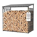 CHOSHOME Kaminholzregal Außen 185x105x185cm, Metall Garten Kaminholzunterstand Anthrazit 5,25 SRM / 3,45m³, Metalldach,...