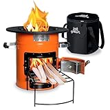 grillart® Raketenofen Outdoor “Powertrain” – effizienter Holzofen als Campingkocher für Dutch Oven und Grillpfannen –...