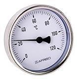 Sanitop-Wingenroth Bimetall-Zeigerthermometer | Für Heizanlagen und Kessel | 120 Grad | Typ 1/2 '' | Anschluss hinten | Stahlblech...