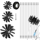 SHUTEX 17PCS Kaminbürste Stange Set, 3 Größen von Schornsteinfeger Bürste (200mm, 150mm, 100mm), Ofenrohrbürste Nylon mit 12...