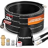 Ampvolts 30m Rohrreinigungsschlauch mit Messing Adapter – 400 Bar/5800 PSI, kompatibel mit karcher K2 K3 K4 K5 K6 K7...