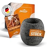 ALPENHAUCH Sauna Aromaschale aus massivem Speckstein [5x5cm] - Hitzebeständiger Sauna Aufguss Stein für intensiven Duft - Für...