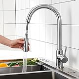 CECIPA Wasserhahn Küche, Mischbatterie Küche mit Hohem Bogen, Hochdruck Küchenarmatur mit Brause Ausziehbar, 360°Schwenkbar...
