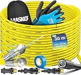 MASKO® Premium Rohrreinigungsschlauch Set Abflussreiniger 200 bar inkl. Tasche 3 Adapter 2 Düsen + rotierend kompatibel mit Kärcher...