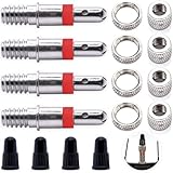 Fahrradventil Blitzventil Ersatz-Set Premium: 4X Dunlop Ventil-Einsatz mit Dichtung, Ventil-Mutter, Ventil-Kappe, Zubehör Ersatzteile...