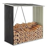 Juskys Holzunterstand Enno für Brennholz außen - Kaminholzregal aus Stahl - Unterstand für Kaminholz aus Metall in Anthrazit -...