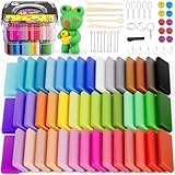 iFergoo Knete Starter Set- 46 Farben 1.5kg/52oz Polymer Clay 5 Modelliermasse Formwerkzeuge und Schmuckzubehor Set,Ofen Backen Polymer...
