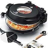 KESSER® Pizza-Ofen elektrisch bis 400 Grad | Elektrischer Pizzabäcker 1200W mit feuerfester Steinplatte & Timer Durchmesser 32cm | 5...