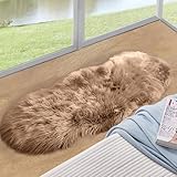 ORINOVA Kunstfell Teppich Fellteppich Beige Flauschig 60x120 cm Kuschelteppich Schlafzimmer Bettvorleger Weich Waschbar Wohnzimmer...