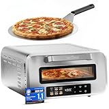ProfiCook® Pizzaofen elektrisch | 400°C | echter Pizzastein | inkl. Pizzaheber | variable Zeit und Temperatureinstellung | Pizza Ofen...