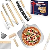 7tlg Pizza Schieber Set, Pizzaofen-Zubehörset, Premium Pizzazubereitungsset für Heim und Außenöfen, inkl. 12 Zoll Pizzaschieber,...