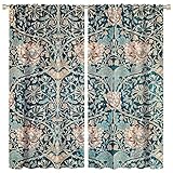 Natürliche Gothic-Vorhänge mit feinem Cyan-William Morris-Design, Schlafzimmer und Schiebetür, modische Dekoration, 106,7 x 114,3 cm